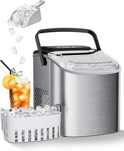 Ice Maker Machine Countertop 26lbs/24H Portable Quiet Ice Makers Cubes in 9PCS/7Min, Self Cleaning, Ice Maker with Scoop for Kitchen, Home, Party