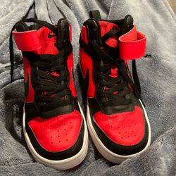 Nike Court Borough Mid 2 sneakers in a black, red, and white