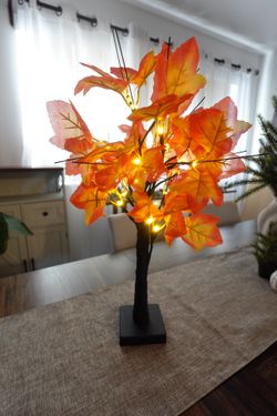 Fall Light-Up Tabletop Tree — Orange Leaves (Battery Operated)