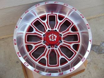 4 Brand New 22X12 TIS Gloss Red Machined Face & Lip Rims 8X6.5 -44MM Offset 