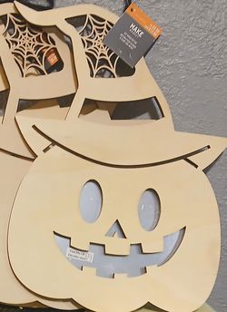 New Mirror & Plywood Halloween Decor - Pumpkin W/witches Hat buy 2 get 3rd  free