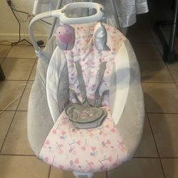 Ingenuity SimpleComfort Lightweight Compact 6-Speed Multi-Direction Baby Swing, Vibrations & Nature Sounds, 0-9 Months 6-20 lbs (Pink Cassidy)