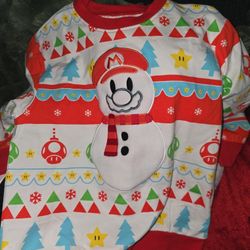 SUPER NINTENDO HOLIDAY SNOW MARIO SWEATER
