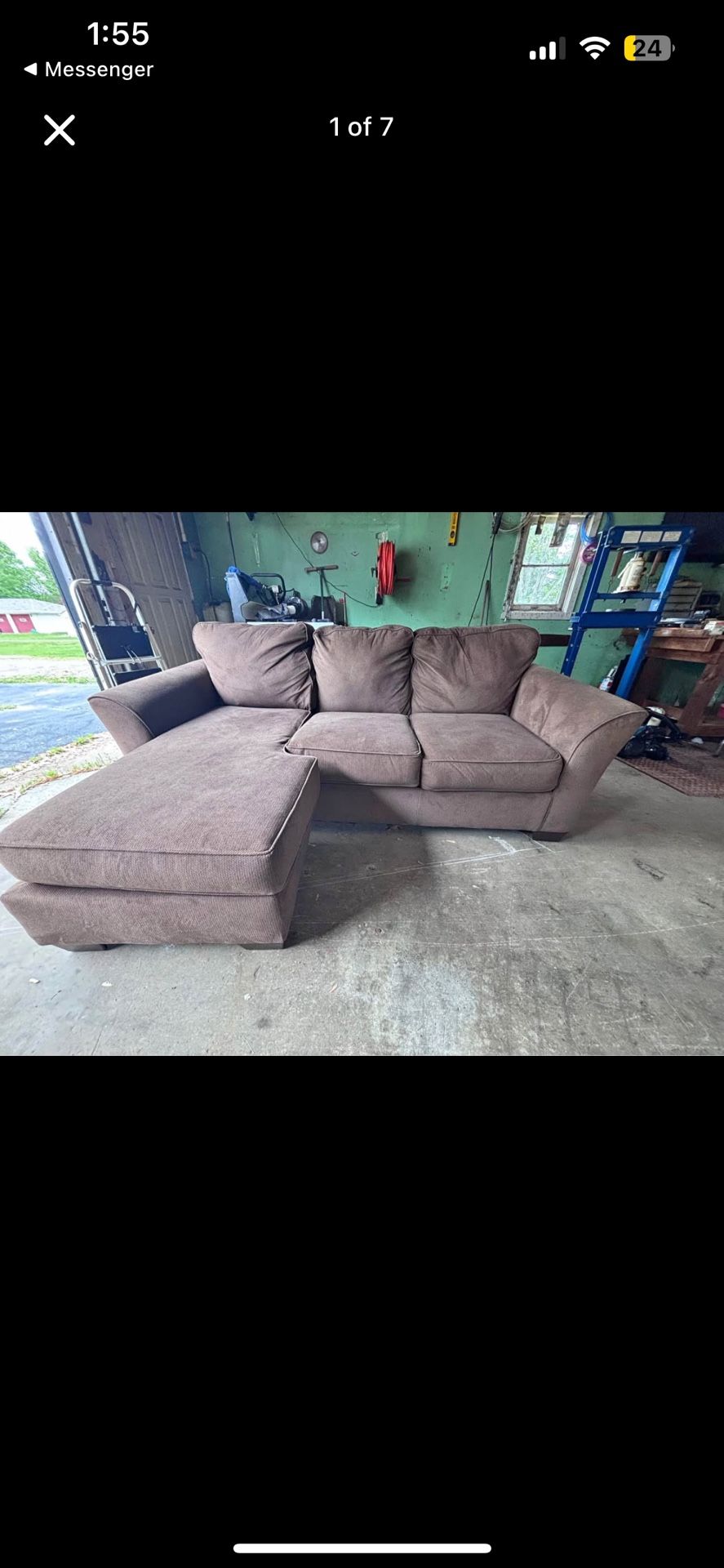 Brown Sectional + Matching Oversized Recliner