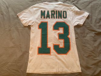 Dan Marino of the Miami Dolphins White Shirt; Men’s Medium