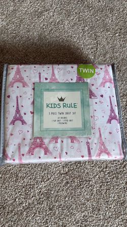 Sheet set twin size new Paris Eiffel Tower pink sheet set pillow case NEW