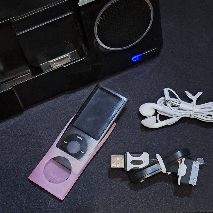 Apple Ipod Nano 5th Gen With Dock, Case, Charger, Headphones
