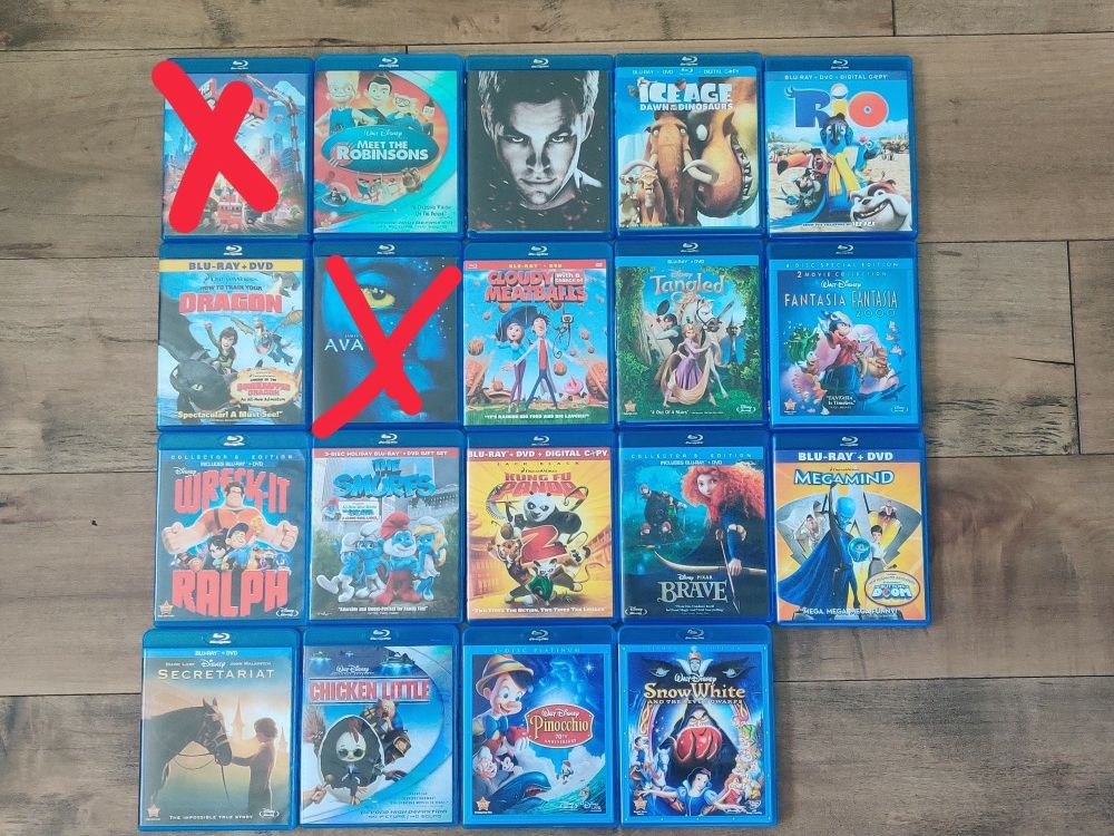 Blu-rays - various titles for children and family ($10 per movie)