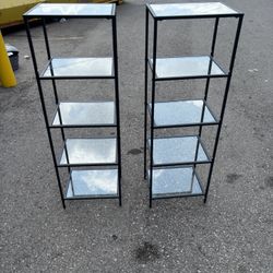 Two Metal And Glass Shelves