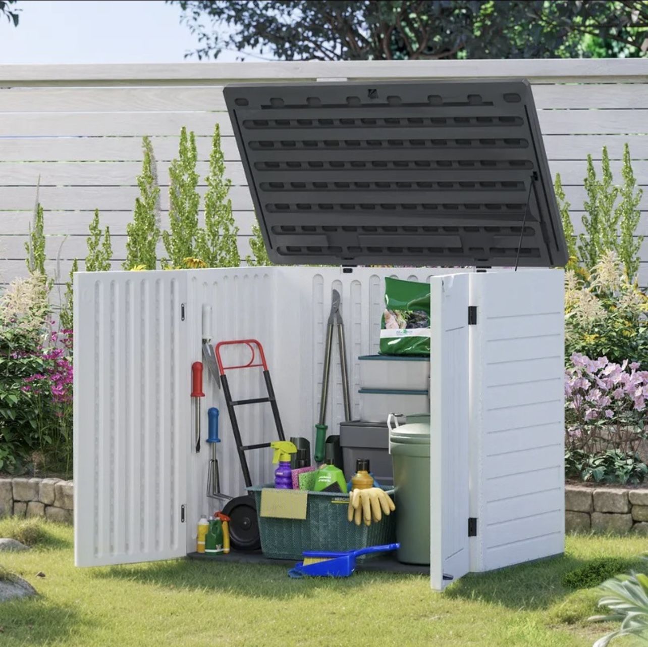 OUTDOOR STORAGE SHED 35 CU FEET WATERPROOF AND LOCKABLE BRAND NEW JUST BUILT!!!