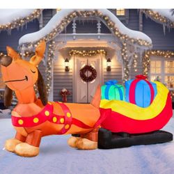 Puppy Pulling Sleigh Inflatable 