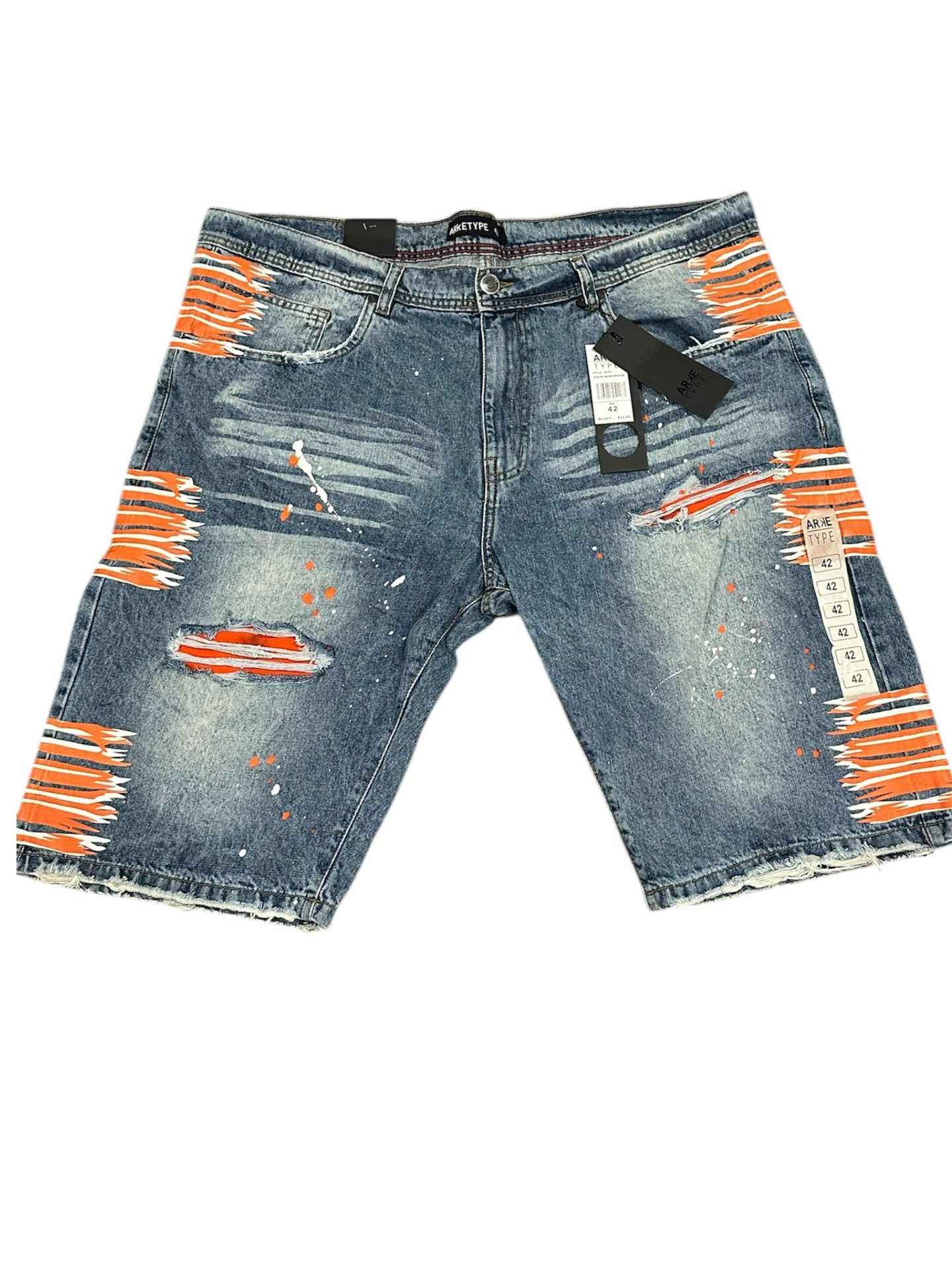 Denim jeans short orange