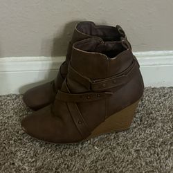 Brown Wedge Ankle Boots