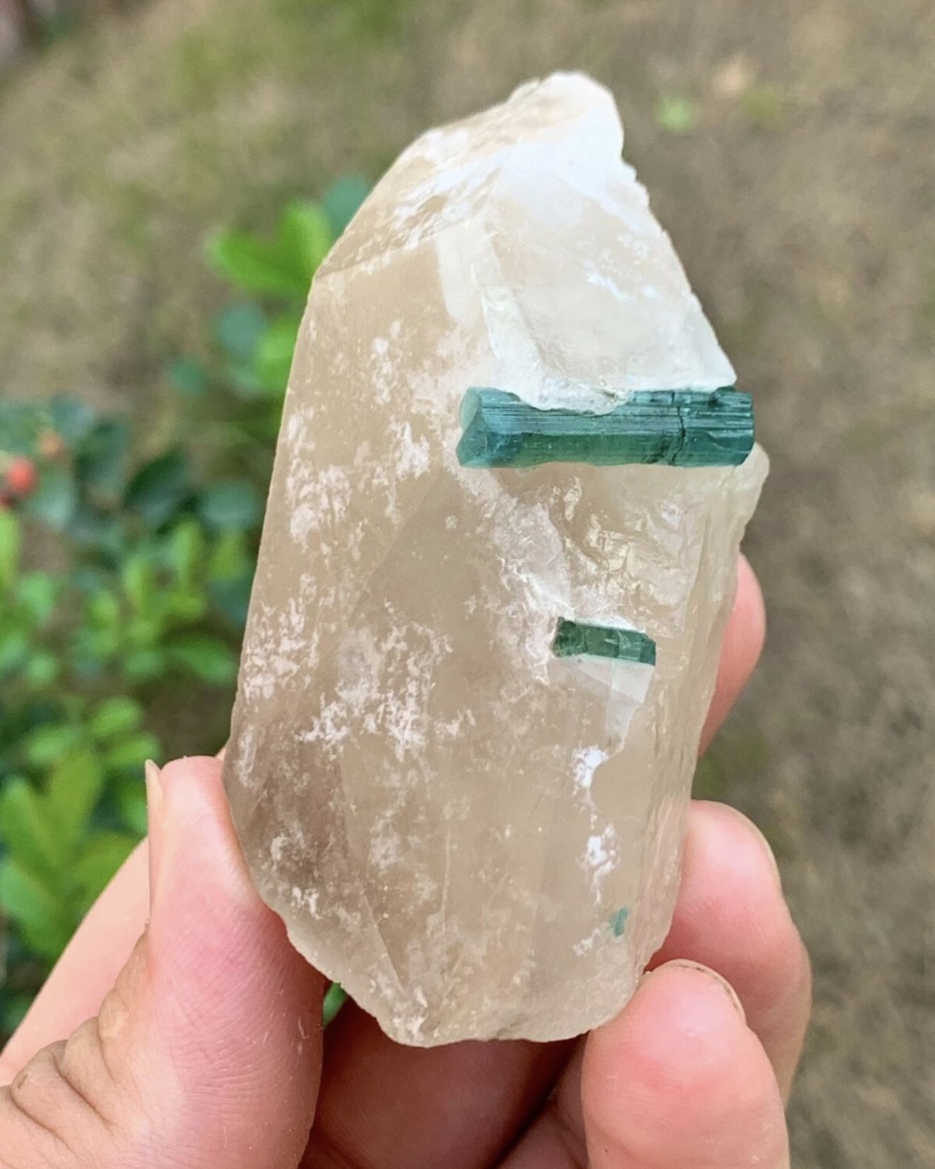 496 Carat Tourmaline indicolite with quartz crystal specimen from Afghanistan