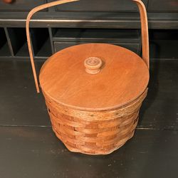 Hand Made Vintage Basket With Lid/ Ice Bucket