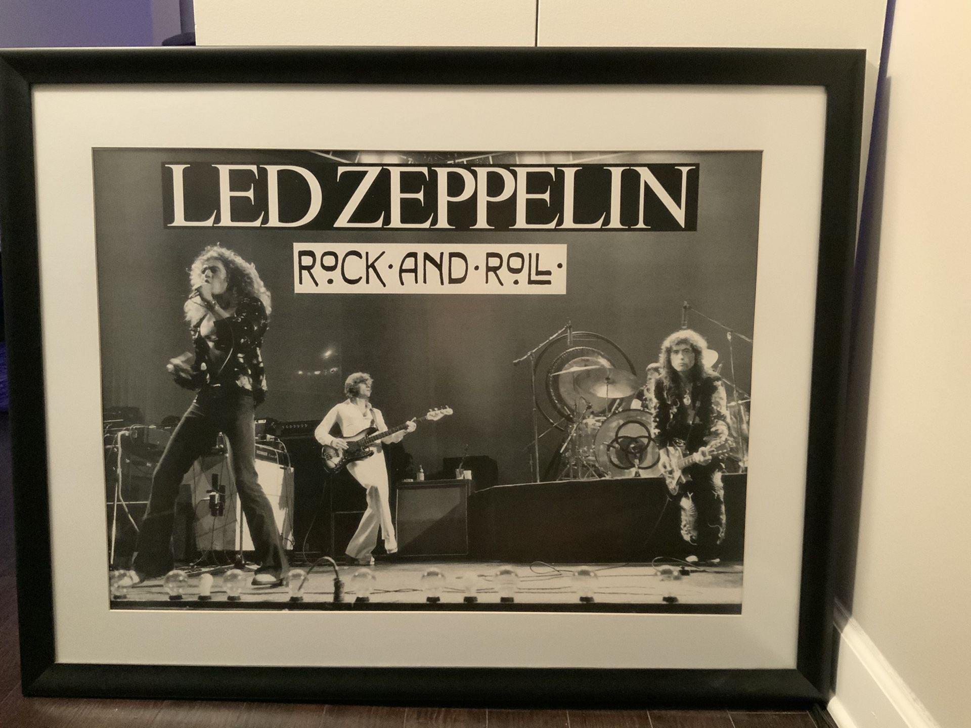 Led Zeppelin Professionally Framed Black and White Print ROCK AND ROLL
