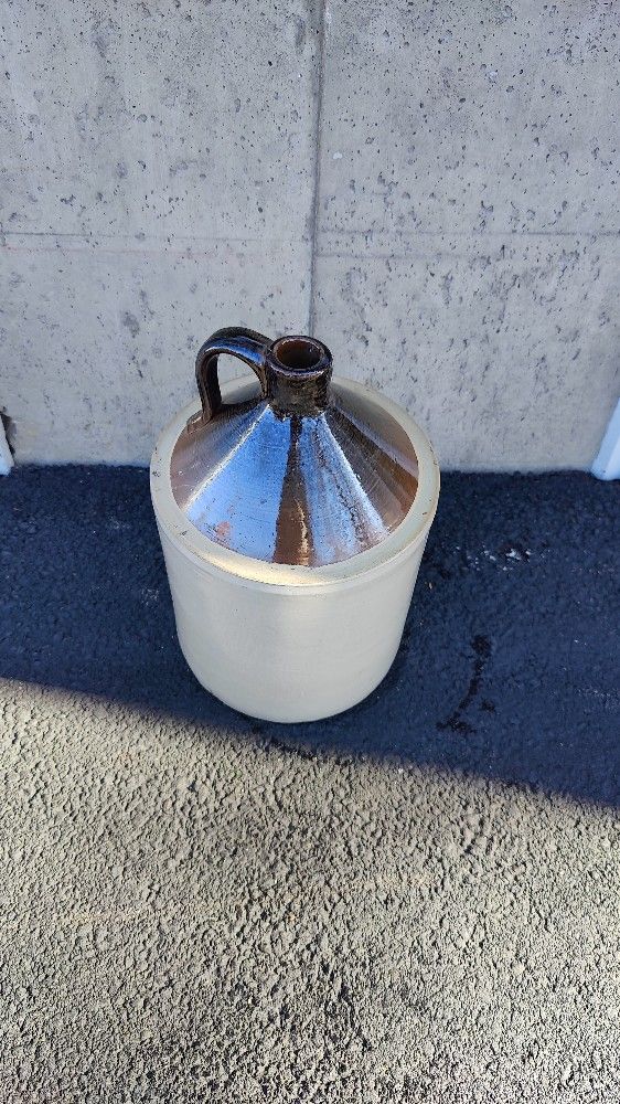 Vintage Antique Stoneware Crock Large 2 Gallon Whiskey Water Jug.