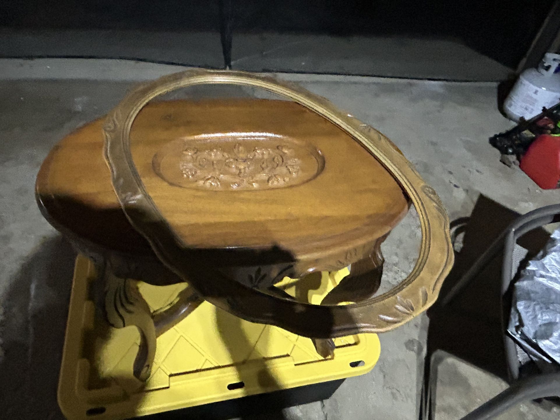 Antique End Table With Glass Tray