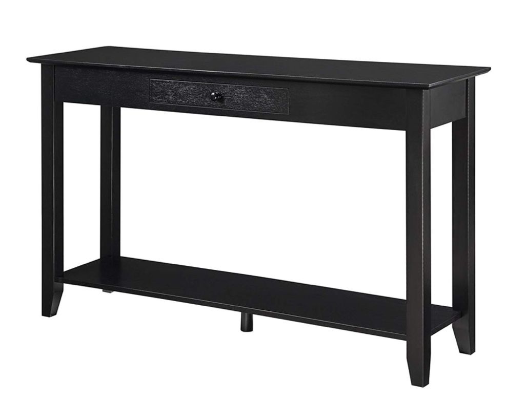 Console Entry Table TV Stand with Drawer and Shelf in Black