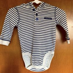 Calvin Klein Striped Onesie with Hood in 0-3 months