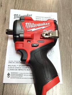 New Milwaukee M12 FUEL 1/2" dr Stubby Impact Wrench 550 ft-lb Bare Tool #2563-20