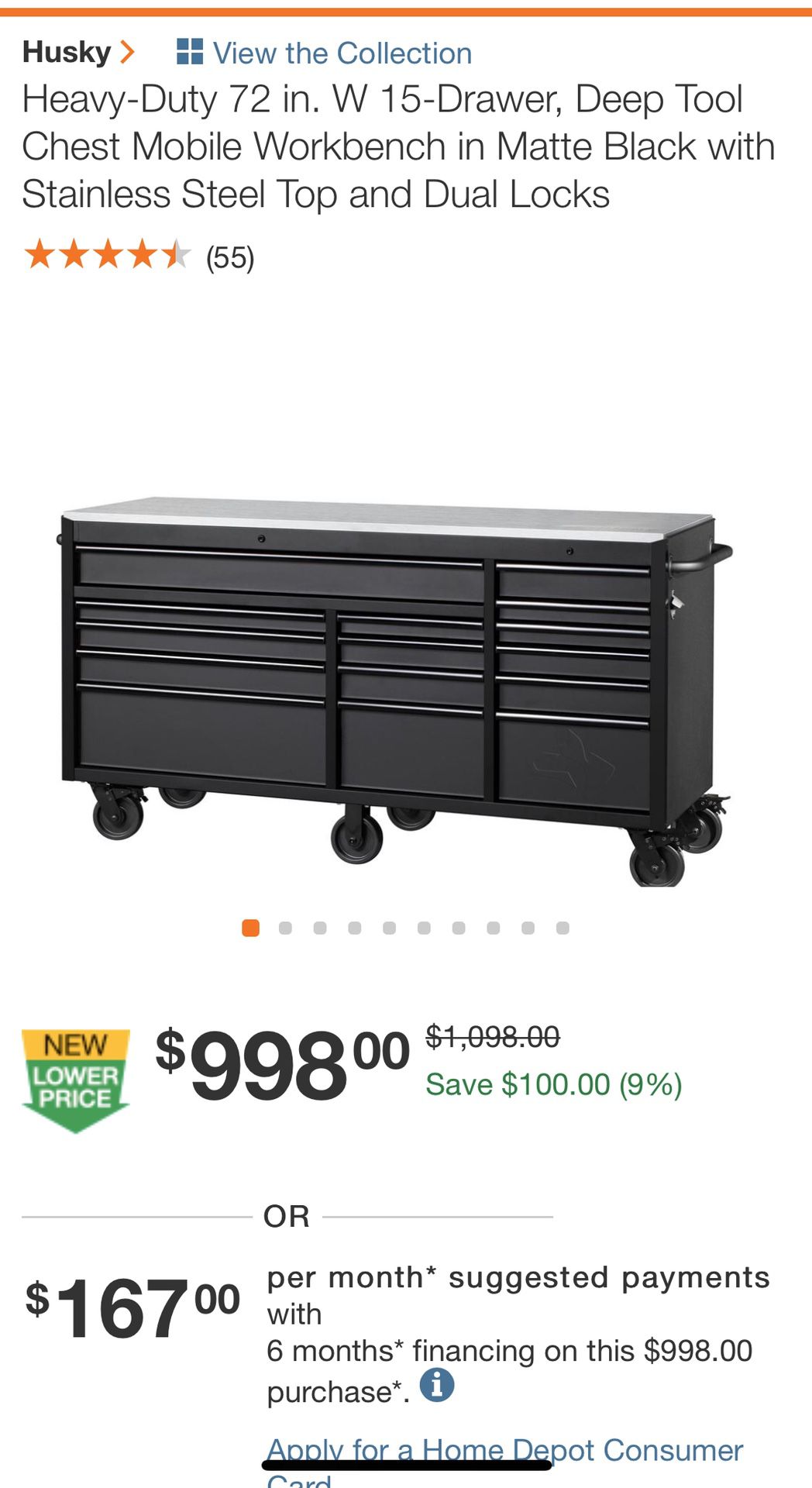 Husky Heavy Duty 72 in Mobile Workbench Tool Chest Box