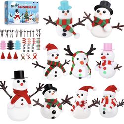 Christmas Crafts , Molding Clay Snowman, DIY Kit, 9 Pack