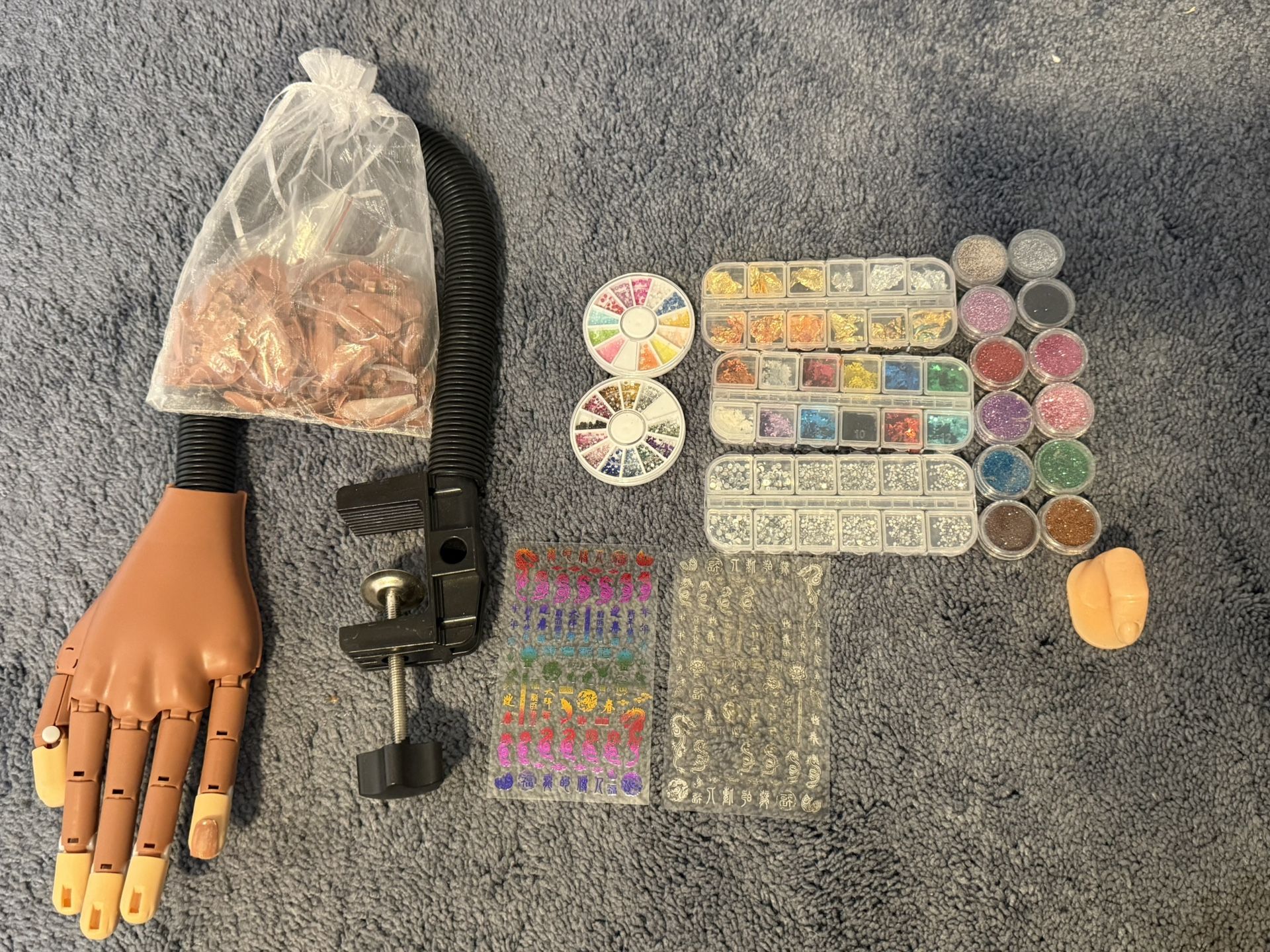 Nail Art Supplies and Practice Hand