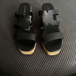Black Cork Wedges- Size 8.5/9