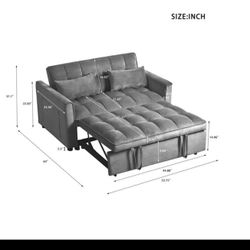 Modern Loveseat Futon Sofa Couch Pullout Bed - Small 3-In-1 Convertible Sleeper With Reclining Backrest, Toss Pillows & Side Pockets - Stylish Lounge 