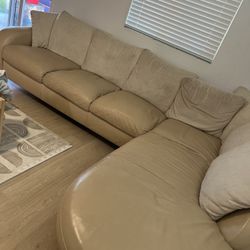 Tan Leather Couch 