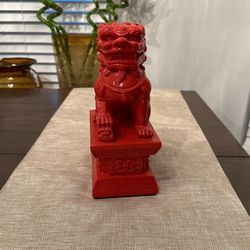 Red Foo Dog Statue