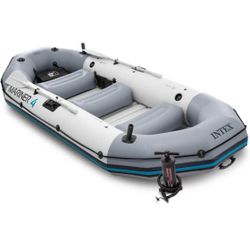 Juego bote inflable Intex Mariner 4, 4-personas con remos de aluminio y bomba de aire de alta (último modelo)