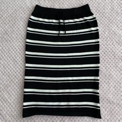 Black & White Striped Pencil Skirt