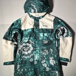 Pre Owned Last 3 Photos  I have not tried to remove  Oakley  TC Aurora RC Insulated  Snow Jacket  Paisley Bandana  Green White Women  Size Small