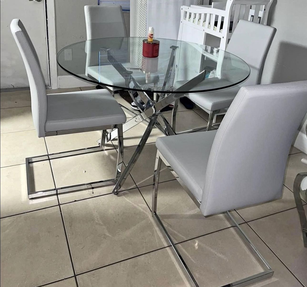 Dining Room CHAIRS in Gray, White, Black & Red