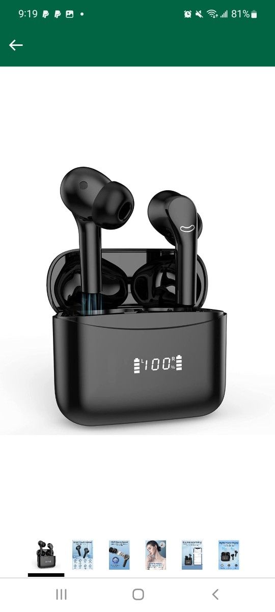 Wireless Earbuds True Wireless in-Ear Headphones Noise Cancelling Earbuds IPX6 Waterproof Stereo Earphones with Microphone 36H Battery for Music/Sport