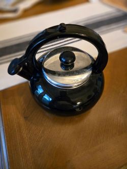 Vintage Copco Black Enamel Whistling Tea Kettle