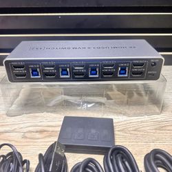 USB 3.0 HDMI KVM Switch 2 Monitors 4 Computers, Supports EDID, 4K@60Hz KVM Switch HDMI Dual Monitor 4 PCs with Audio Microphone and 3 USB 3.0 Ports, 4