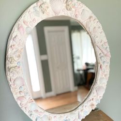 Large Vintage Handmade Shell Mirror