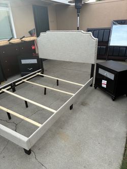 Queen size bed frame and nights stand and dresser