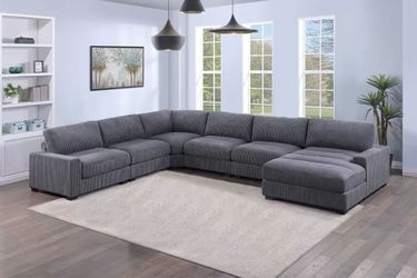 Modular Sectional XL Grey Corduroy fabric, New Especial price 