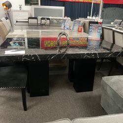 MEMORIAL DAY SALE 🇺🇸 elegant black dining table w/4 FREE CHAIRS 40% OFF. NEW