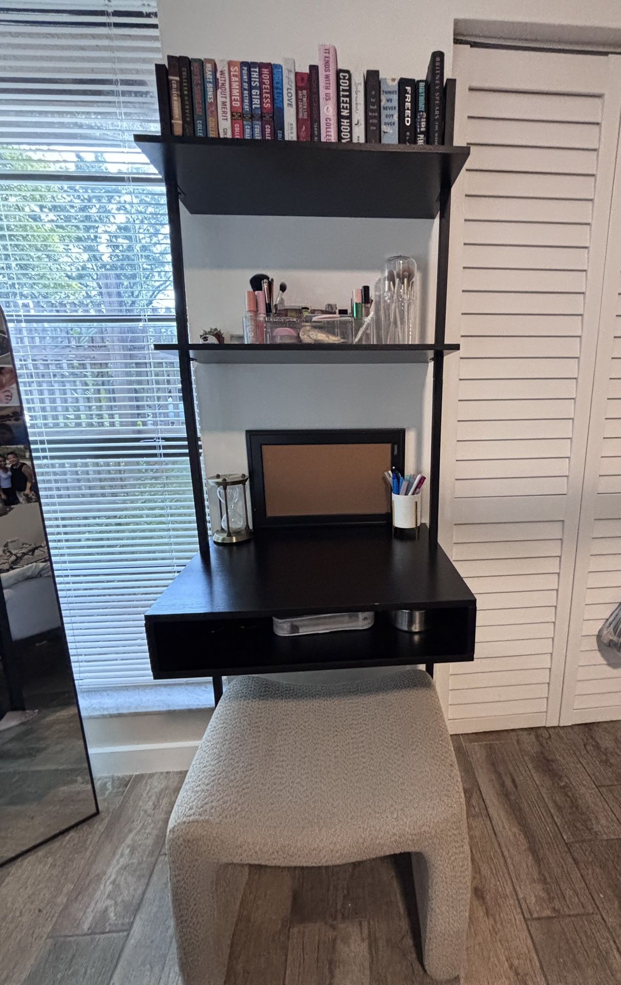 Wall mount desk and Ottoman chair