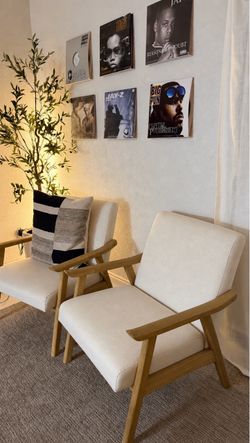 Wood Frame Accent Chairs – Set of 2