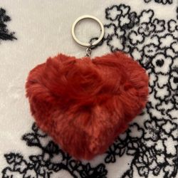 Bordeaux Heart Pom Pom keychain, purse accessory