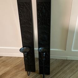 Black Wooden Candle Holders 