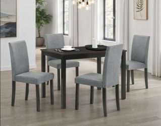 Brand New Espresso & Grey 5pc Dining Table Set