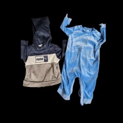 Baby boy Size 3-6 Months Puma Sweatshirt and Jordan Velvet Romper Bundle