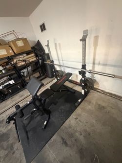 Weider Weight Bench Set + Weights & Bar